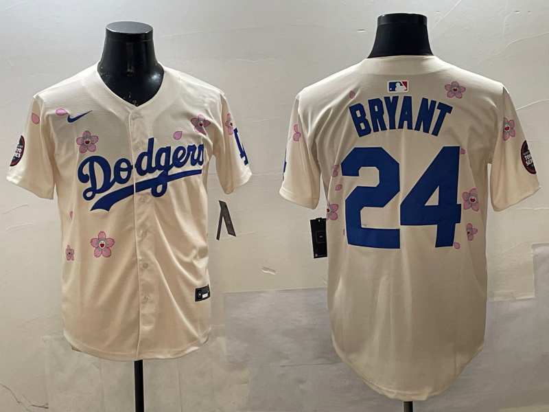 Men's Los Angeles Dodgers Kris Bryant #24 Cream Alternate Replica Player Jersey