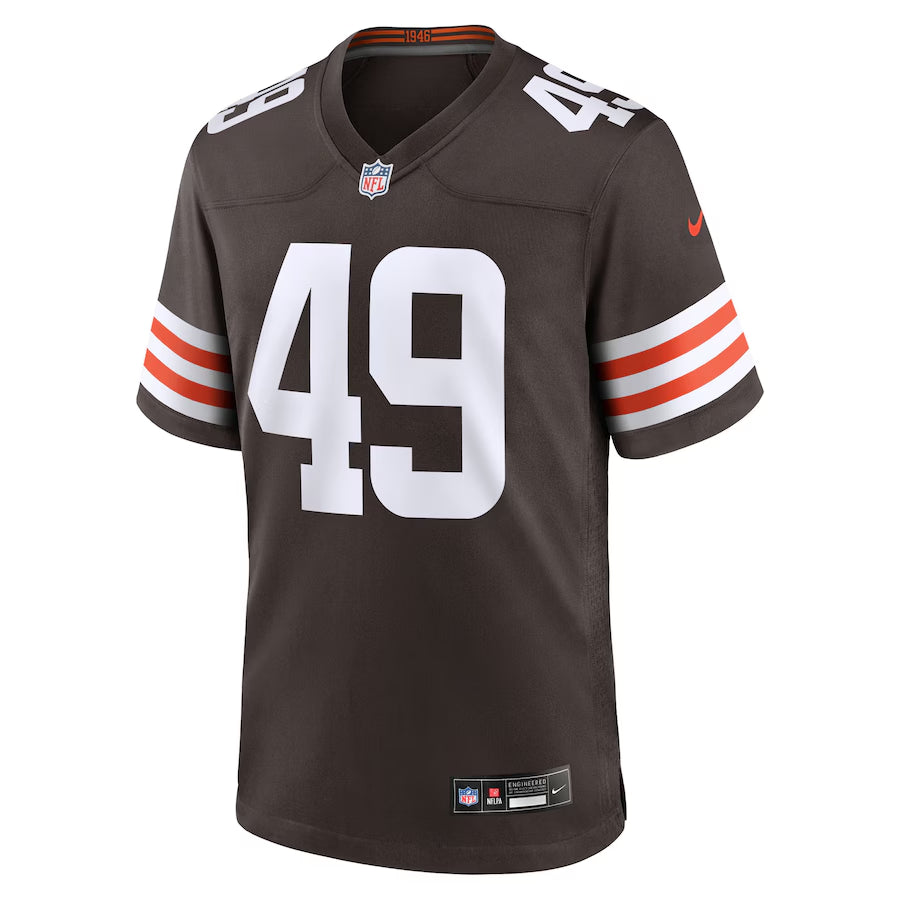 Cleveland Browns Carson Schwesinger Nike Brown 2025 NFL Draft Game Jersey
