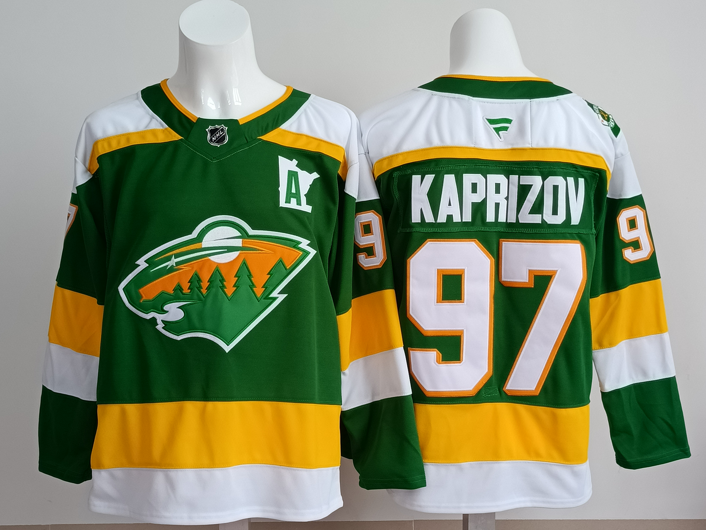 Men's Minnesota Wild Kirill Kaprizov #97 Bright Green Retro Version Jersey