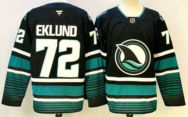 Men's San Jose Sharks William Eklund #72 Black Player Jersey