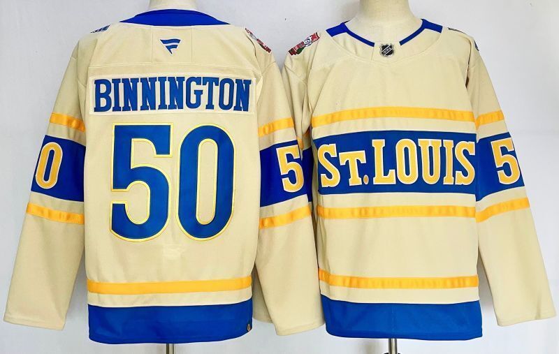 Men's St. Louis Blues Jordan Binnington #50 Cream Player Jersey