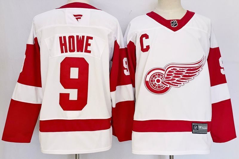 Men's Detroit Red Wings Gordie Howe #9 White Player Jersey