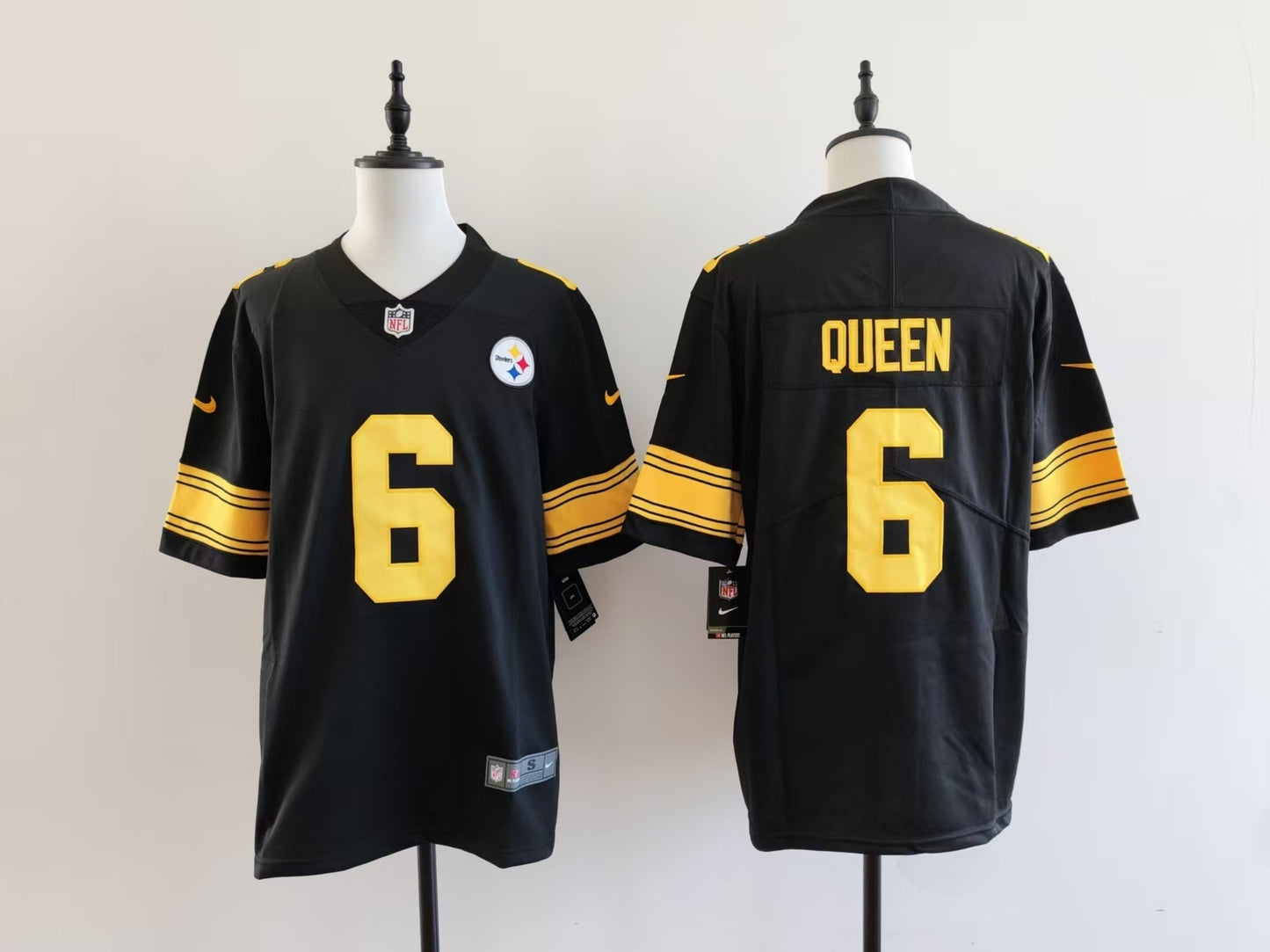 Men's Pittsburgh Steelers Patrick Queen Nike Jersey - Black-yellow numbers