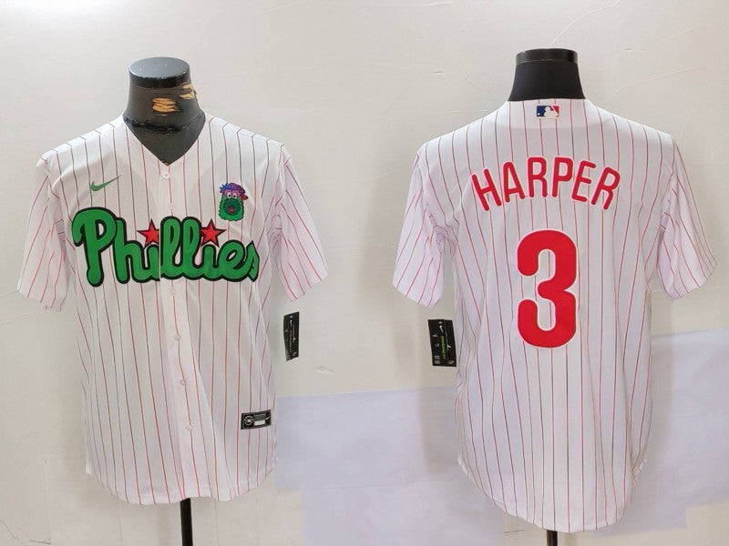 Men's Philadelphia Phillies Bryce Harper #3 White Player Jersey