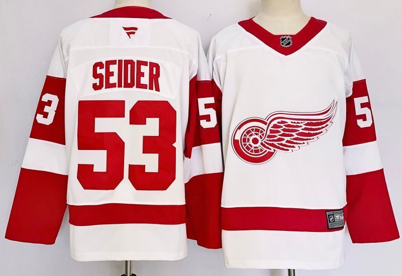 Men's Detroit Red Wings Moritz Seider #53 White Player Jersey