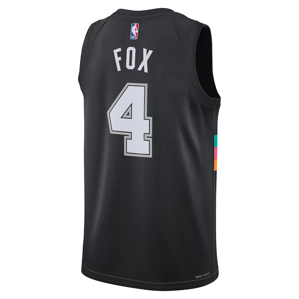 San Antonio Spurs De'Aaron Fox Nike Black 2025/26 Swingman Jersey - City Edition