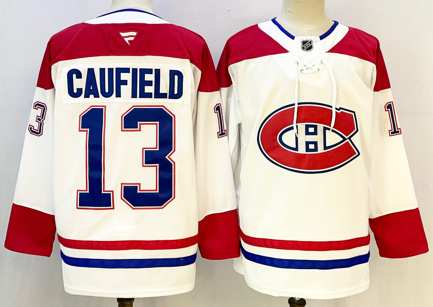 Men's Montreal Canadiens Cole Caufield #13 White Breakaway Player Jersey