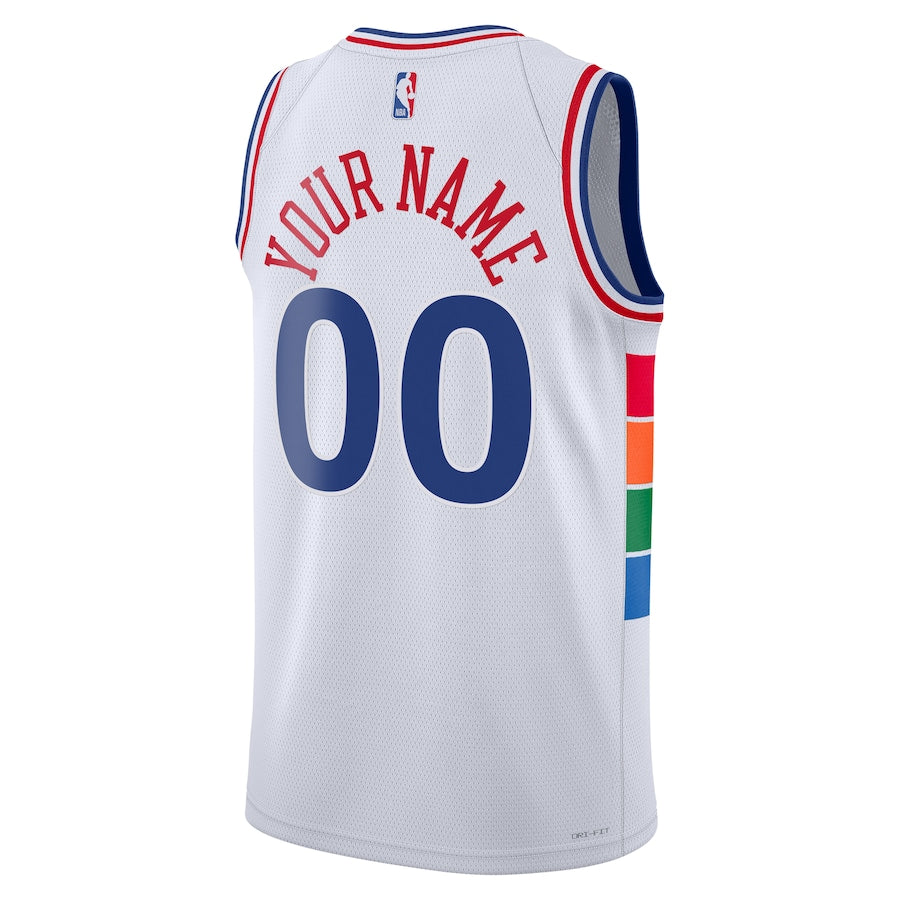 Unisex Philadelphia 76ers White 2024/25 Custom Swingman Jersey - City Edition