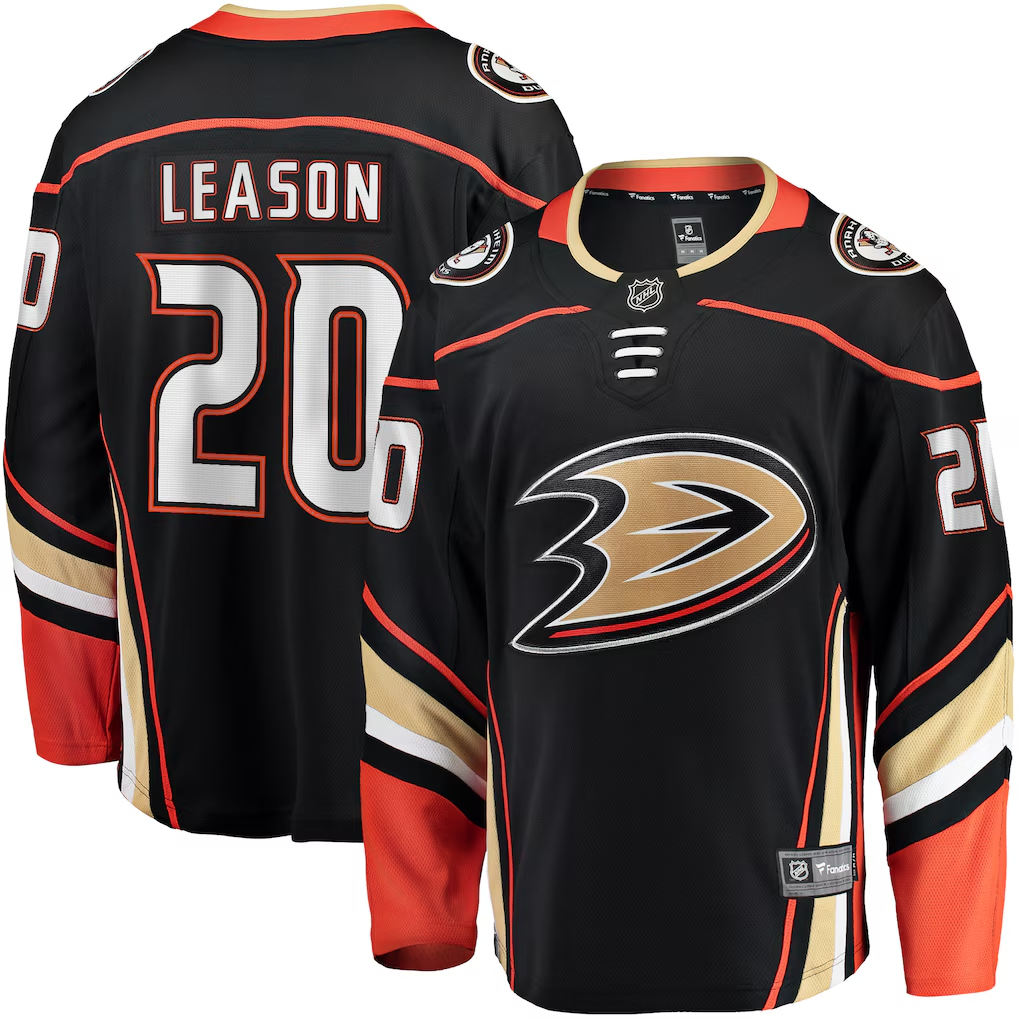 Men's Anaheim Ducks Brett Leason #20Black Home Breakaway Player Jersey