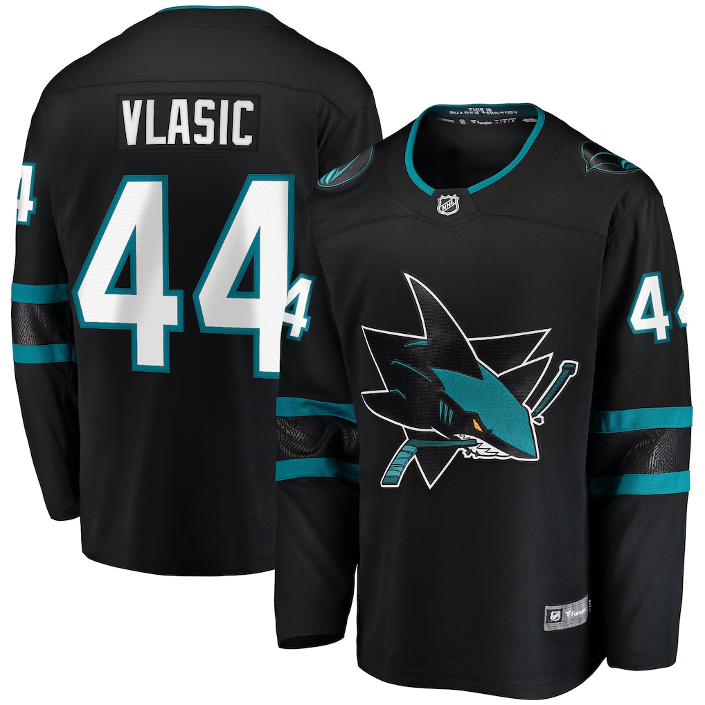 Men's San Jose Sharks Marc-Edouard Vlasic #44 Black Breakaway Jersey