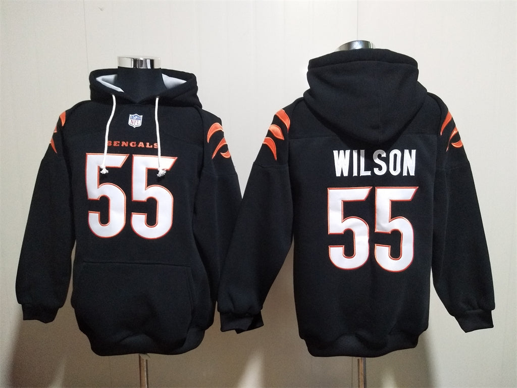 Cincinnati Bengals Black Hoodie #55 WILSON (with pockets)
