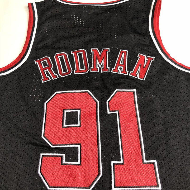 Chicago Bulls Dennis Rodman 91 Black Thorwback Jersey