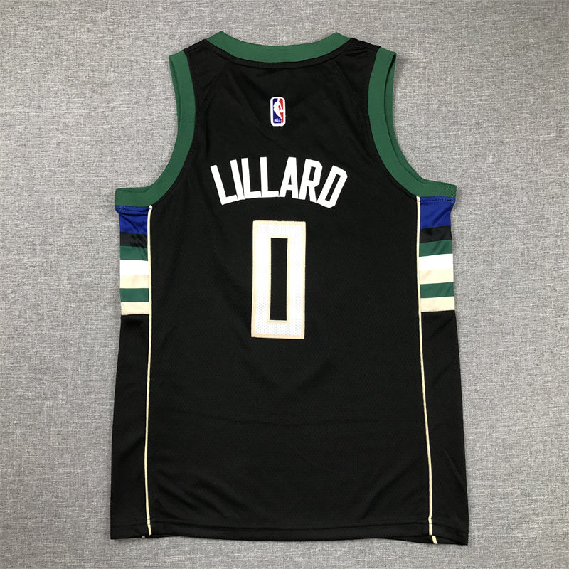 Youth Damian Lillard Milwaukee Bucks #0 Embroidered Jersey