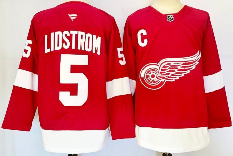 Men's Detroit Red Wings Nicklas Lidstrom #5 Red Player Jersey