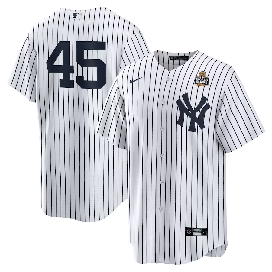 Men's New York Yankees Gerrit Cole #45 White 42.9924 World Series Home Replica Player Jersey