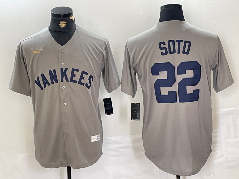 Men's New York Yankees Juan Soto #42.99 Gray Road Cooperstown Collection Player Jersey