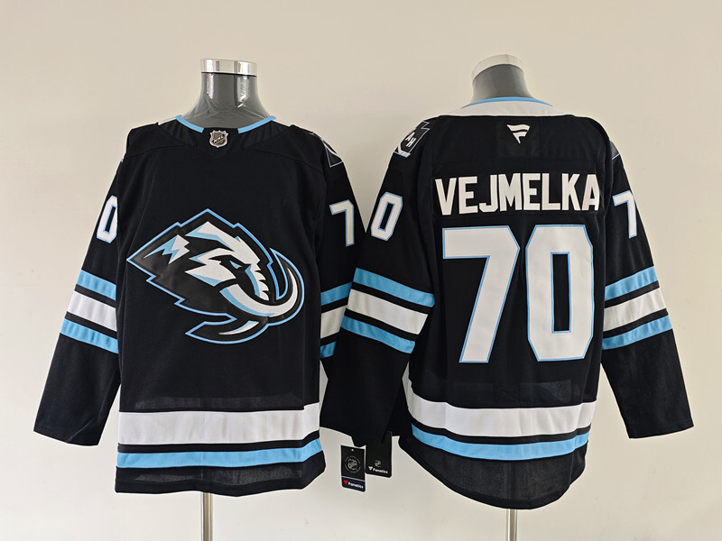 Men's Utah Mammoth Karel Vejmelka #70 Black Player Game Jersey