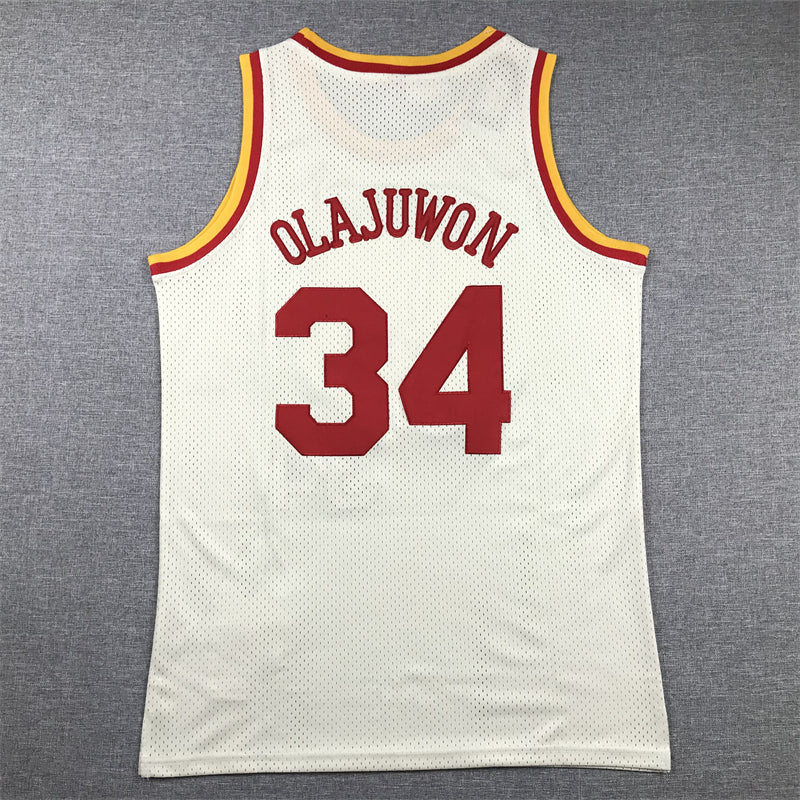 Houston Rockets #34 Olajuwon White MN