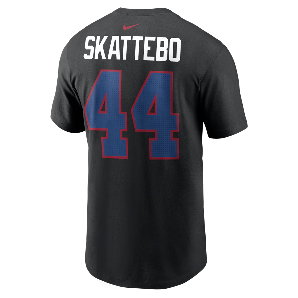 Men's New York Giants Cam Skattebo Nike Black Name & Number T-Shirt