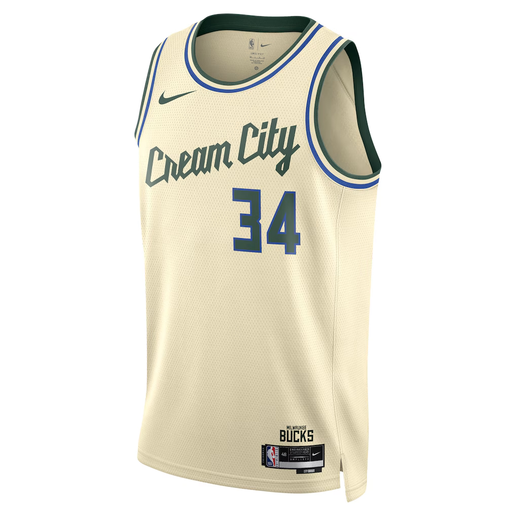 Milwaukee Bucks Giannis Antetokounmpo Nike Cream 2025/26 Swingman Jersey - City Edition