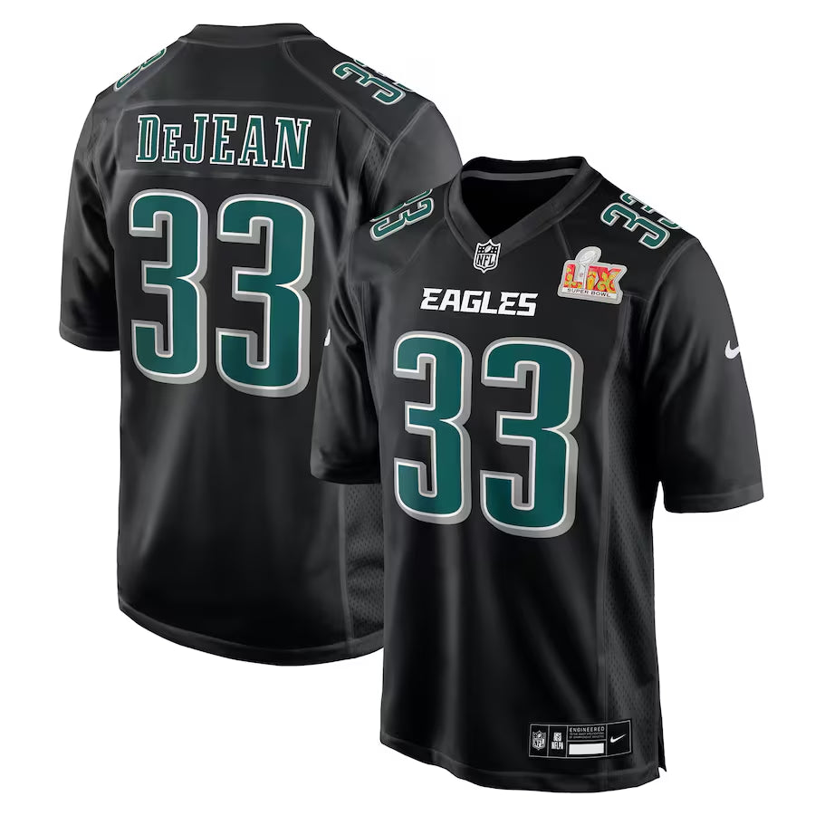 Men's Philadelphia Eagles Cooper DeJean Nike Carbon Black Super Bowl LIX Fashion Game Jersey