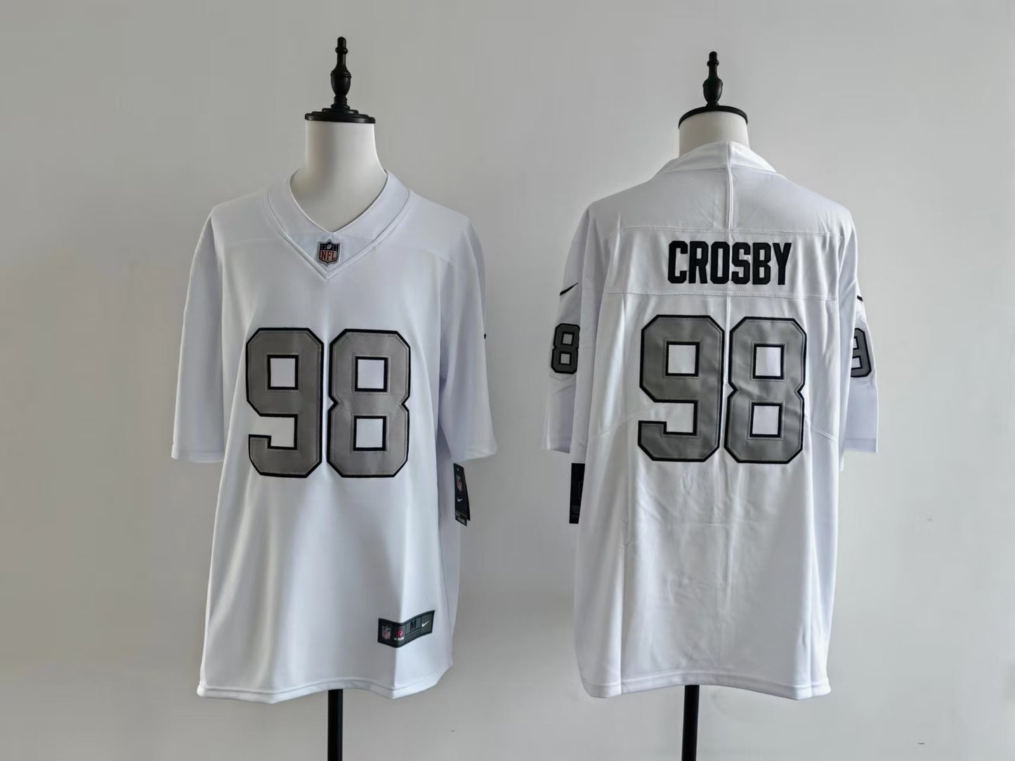 Men's Oakland Raiders Maxx Crosby Jersey - White-Silver Numbers
