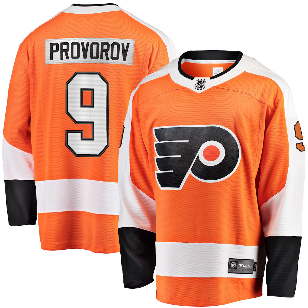 Men's Philadelphia Flyers Ivan Provorov #9 Orange Home Breakaway Jersey
