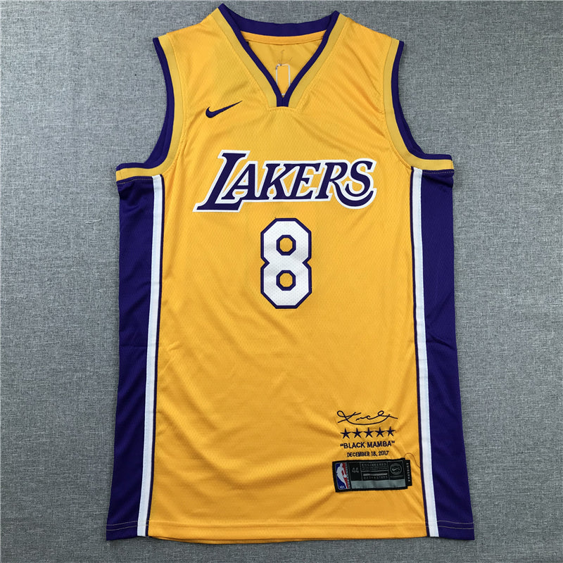 Los Angeles Lakers #8 Kobe Bryant Retired Yellow Jersey