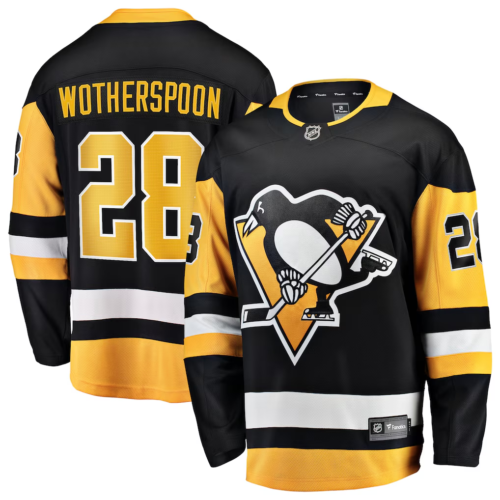 Men's Pittsburgh Penguins Parker Wotherspoon #28 Black Home Breakaway Jersey