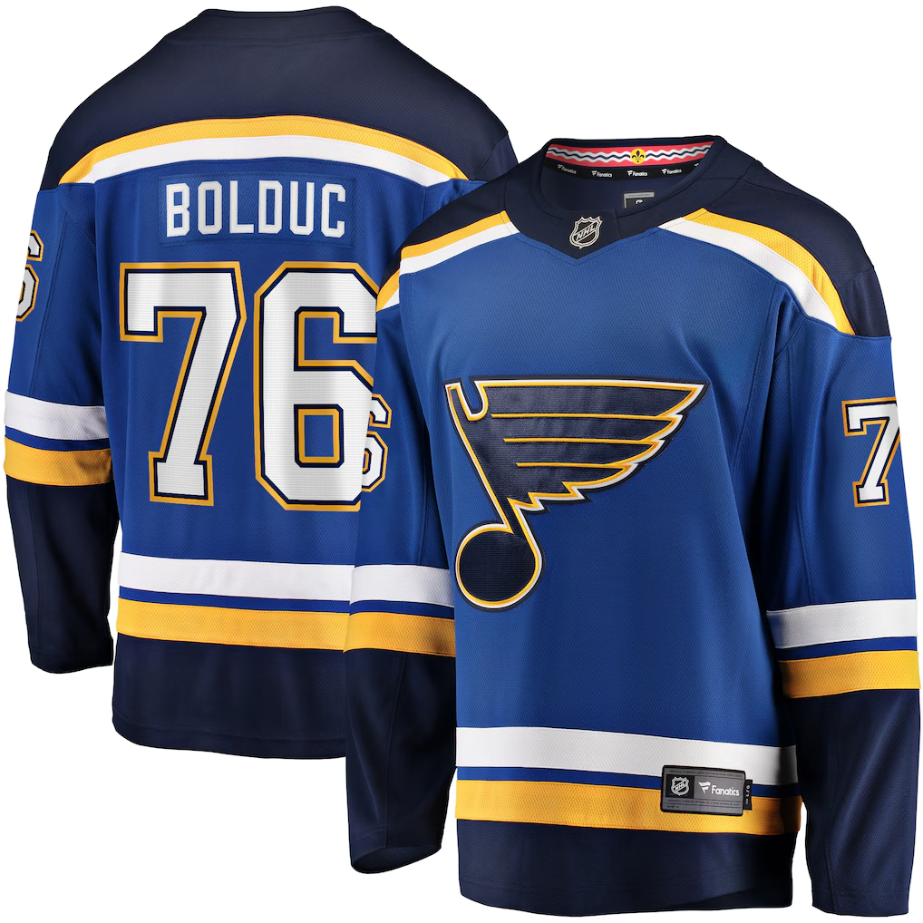 Men's St. Louis Blues Zack Bolduc #76 Blue Home Breakaway Player Jersey