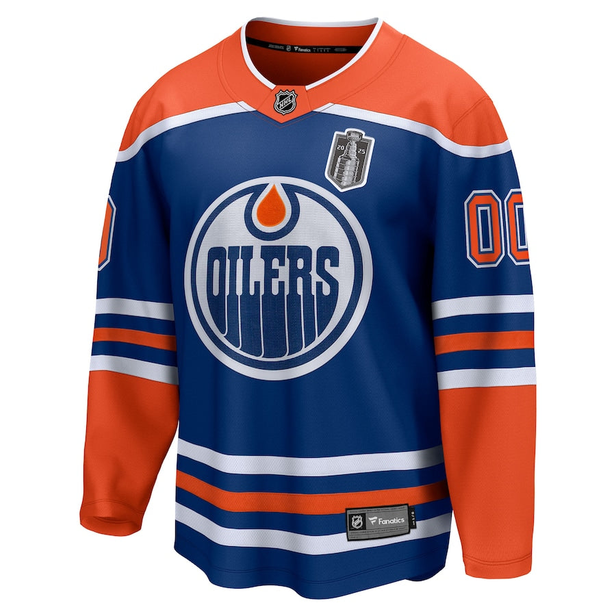 Men's Edmonton Oilers Fanatics Royal 2025 Stanley Cup Final Home Breakaway Custom Jersey