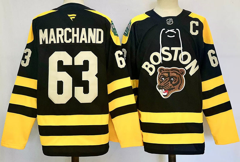 Men's Boston Bruins Brad Marchand #63 Black Player Game Jersey
