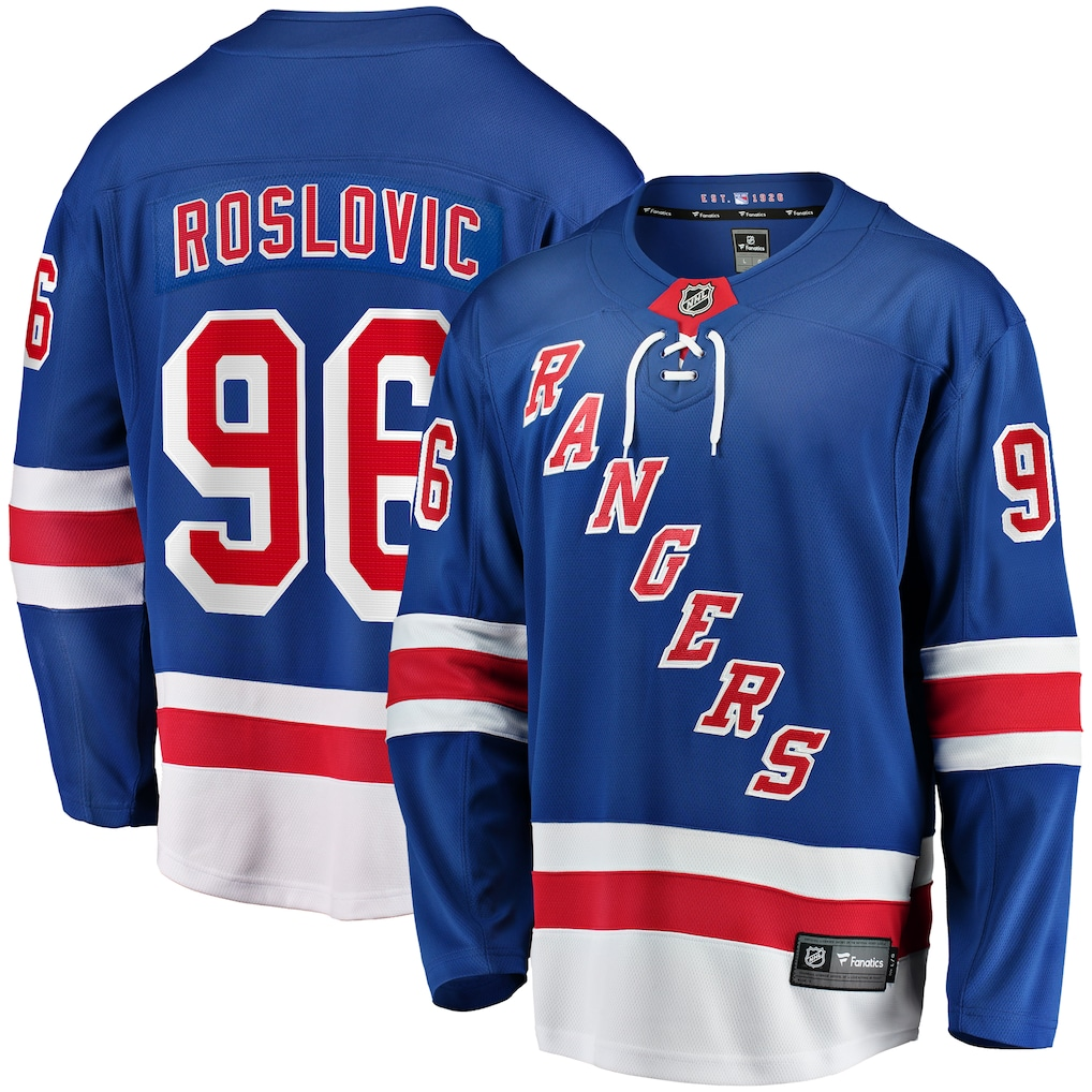 Men's New York Rangers Jack Roslovic #96 Fanatics Blue Home Breakaway Player Jersey