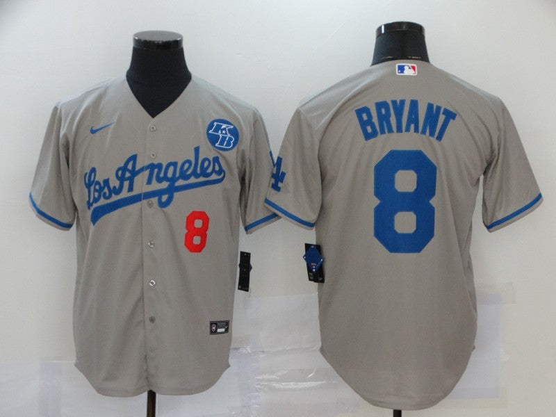 Men's Los Angeles Dodgers Kris Bryant #8 Gray Replica Baseball Jersey