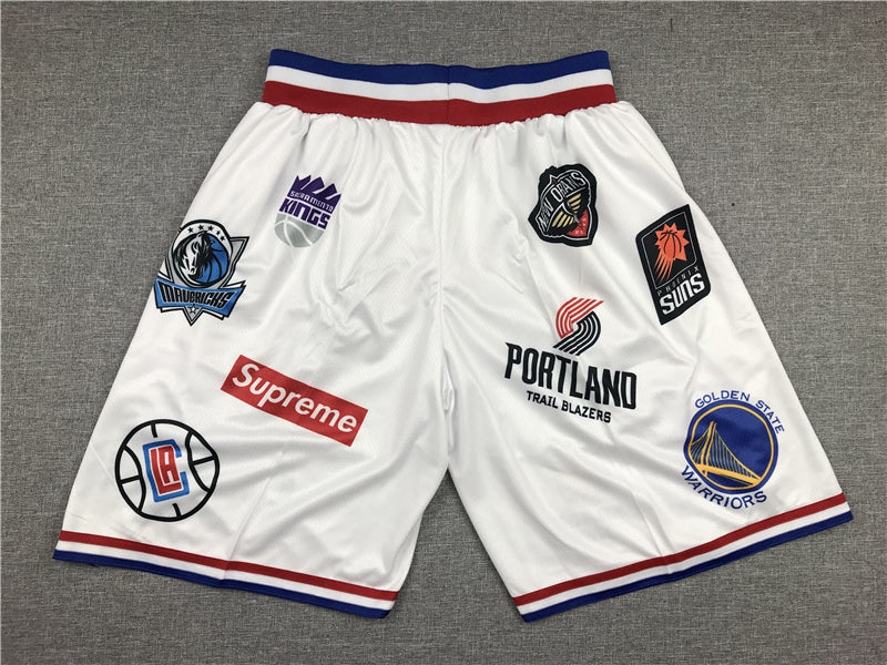 Supreme co-branded NBA shorts (white)