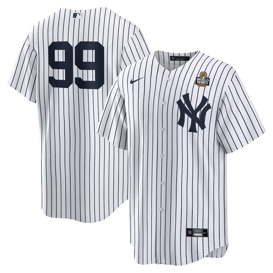 Men's New York Yankees Aaron Judge #99 White 42.9924 World Series Home Replica Player Jersey
