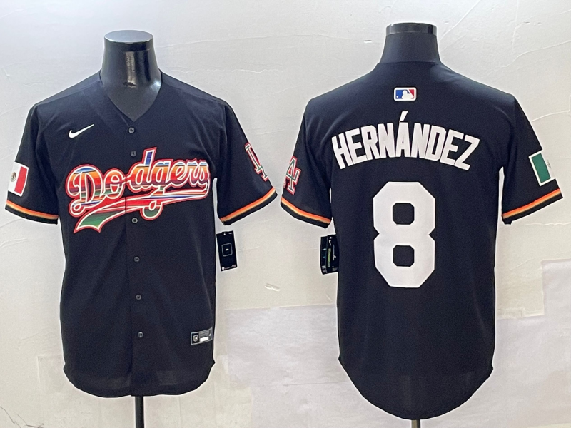 Men's Los Angeles Dodgers Enrique Hernandez #8 Black Team Player Jersey