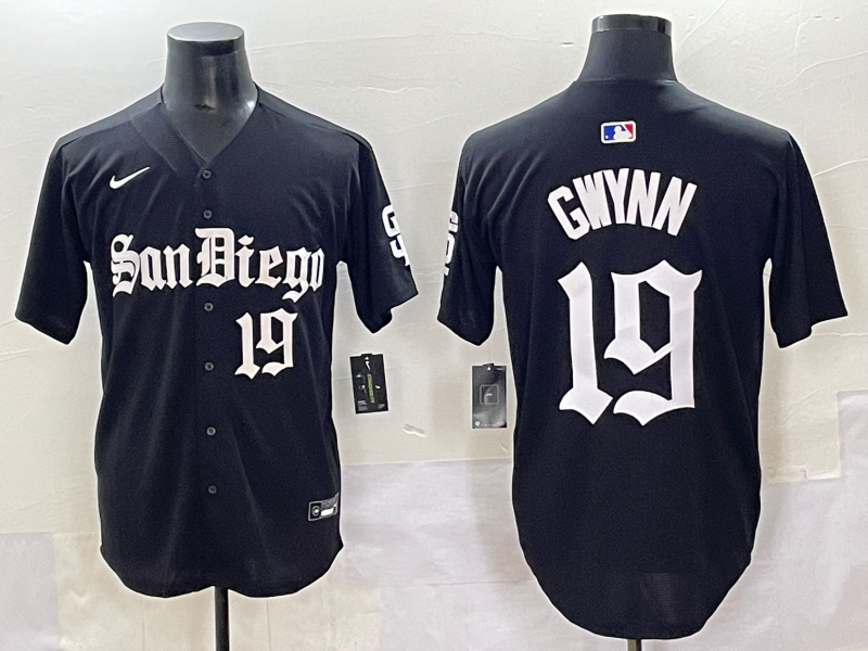 Men's San Diego Padres Tony Gwynn #19 Black Player Game Jersey