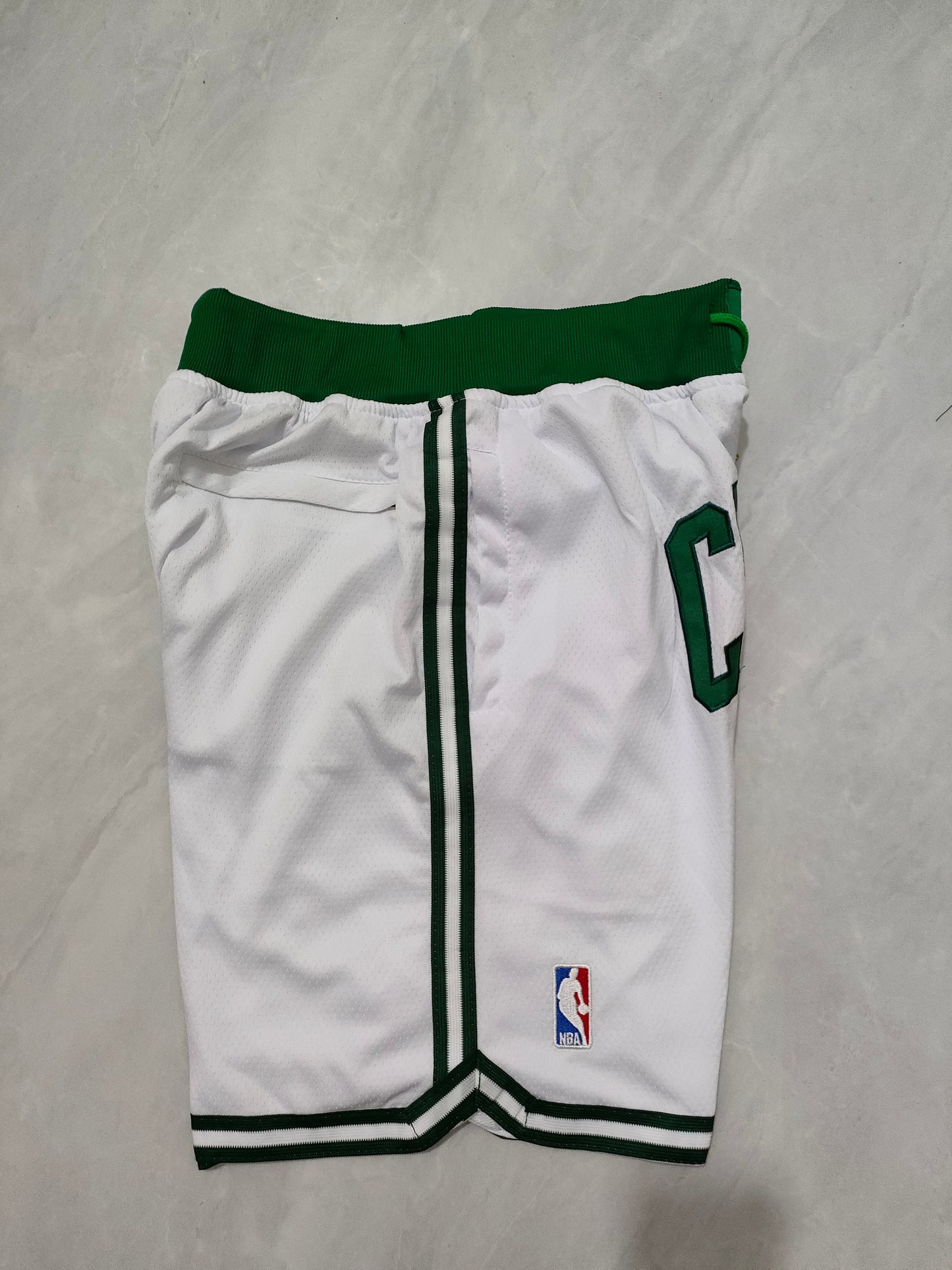 JUST DON Boston Celtics White Pocket Shorts