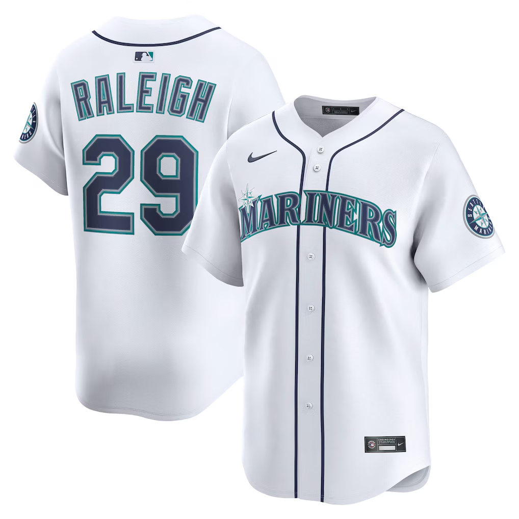 Men's Seattle Mariners Cal Raleigh #29 White Replica Baseball Jersey