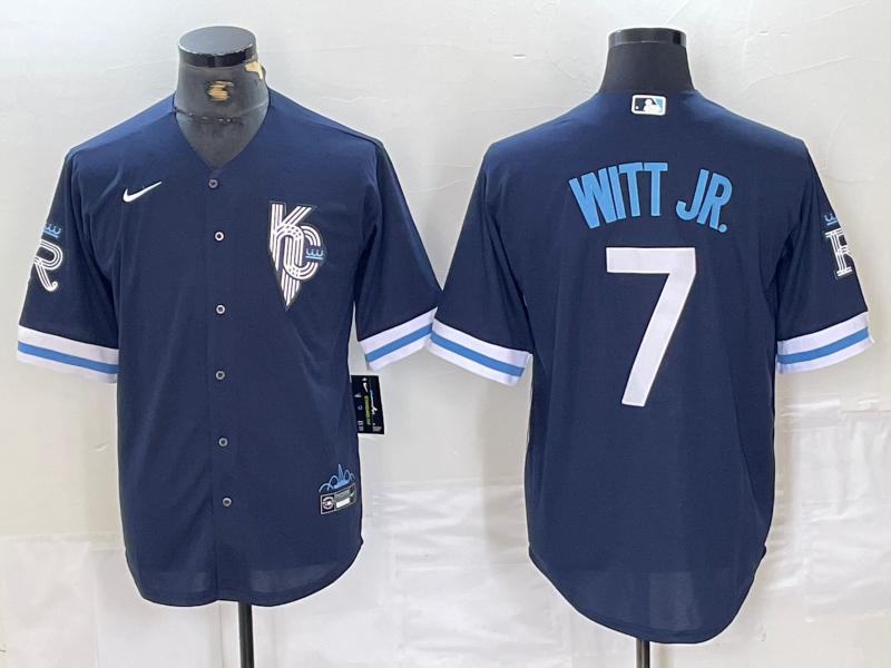 Men's Kansas City Royals Bobby Witt Jr. #7 Navy Replica Baseball Jersey