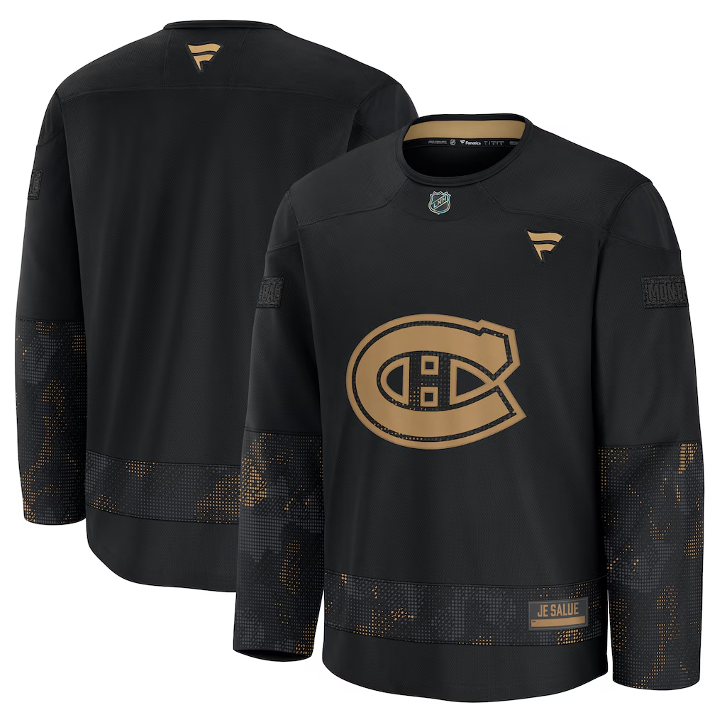 Men's Montreal Canadiens Black 2024 Military Appreciation Practice Blank Jersey
