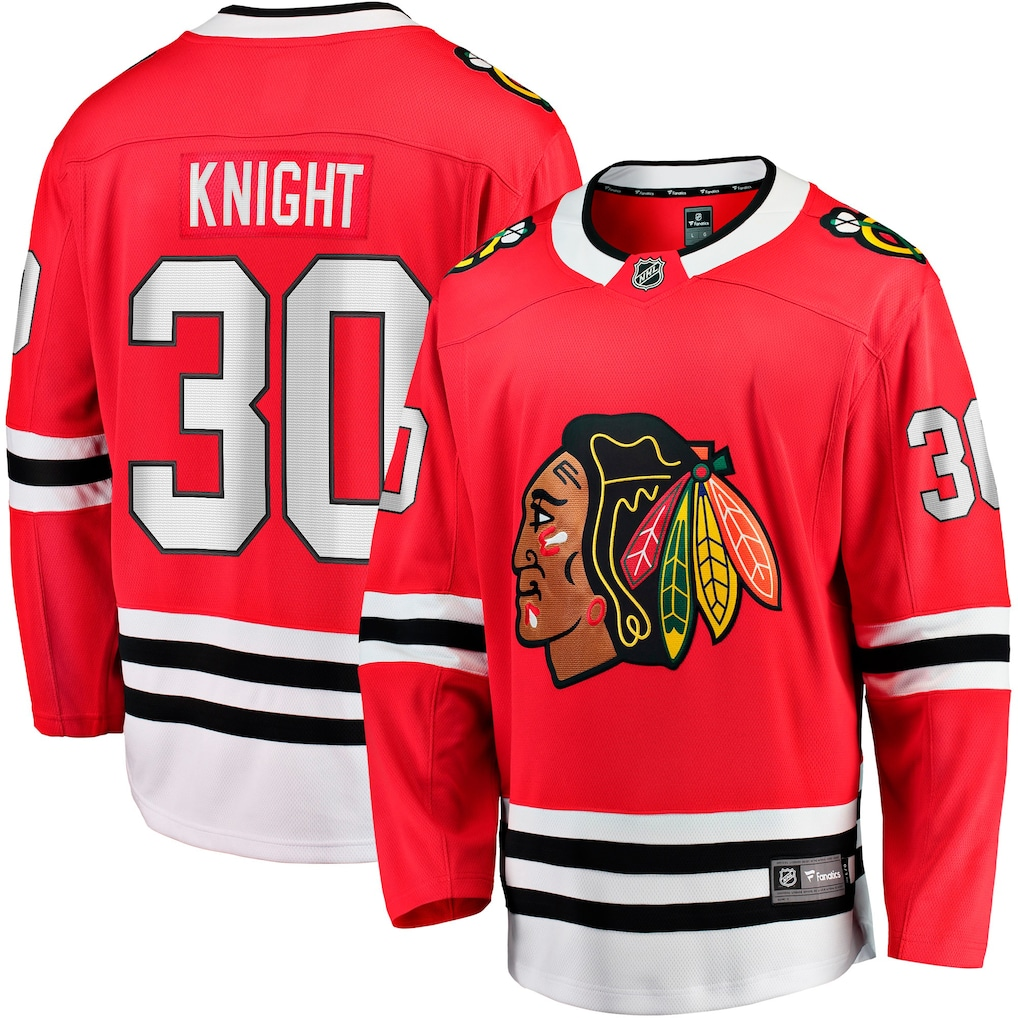 Men's Chicago Blackhawks Spencer Knight #30 Red Home Breakaway Jersey