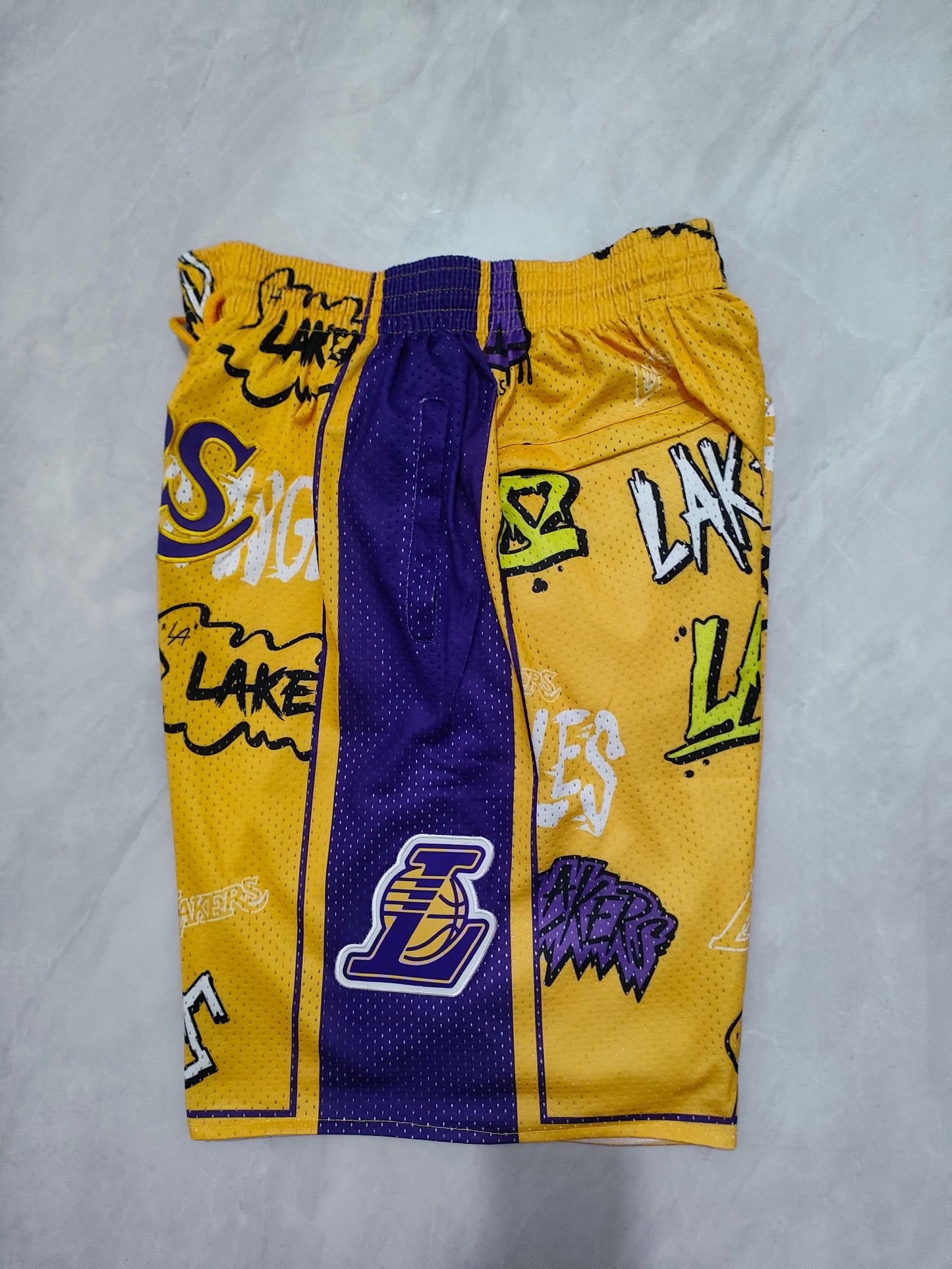 JUST DON Los Angeles Lakers Graffiti Style Pocket Shorts