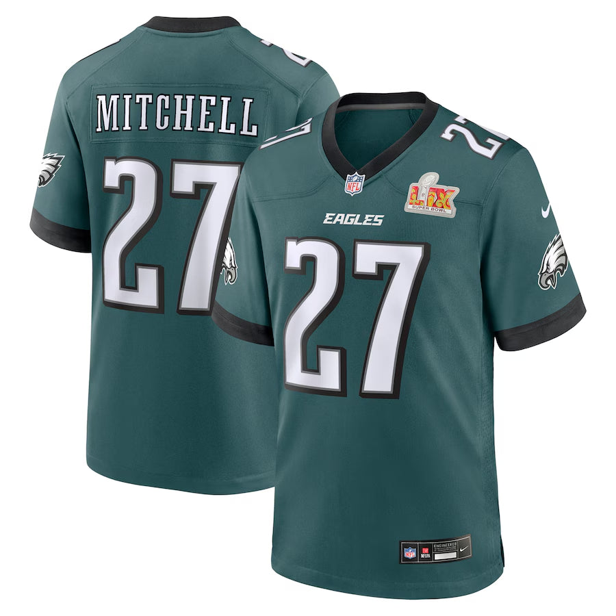 Men's Philadelphia Eagles Quinyon Mitchell Nike Midnight Green Super Bowl LIX Game Jersey