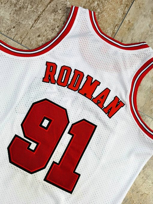 Chicago Bulls Dennis Rodman 91 White Jersey