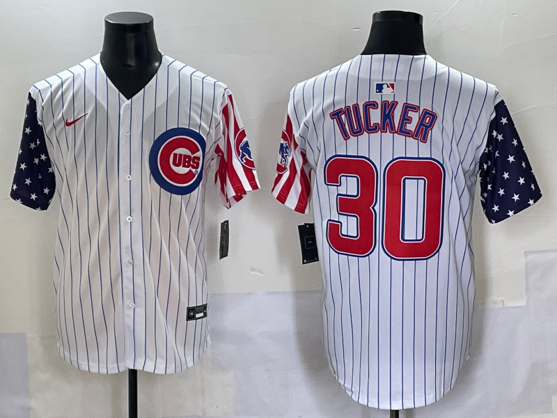 Men's Chicago Cubs Kyle Tucker #30 White Replica Player Jersey