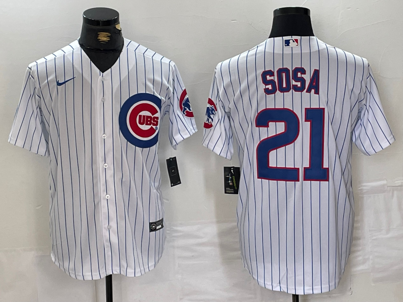 Men's Chicago Cubs Sammy Sosa #21 White Replica Baseball Jersey