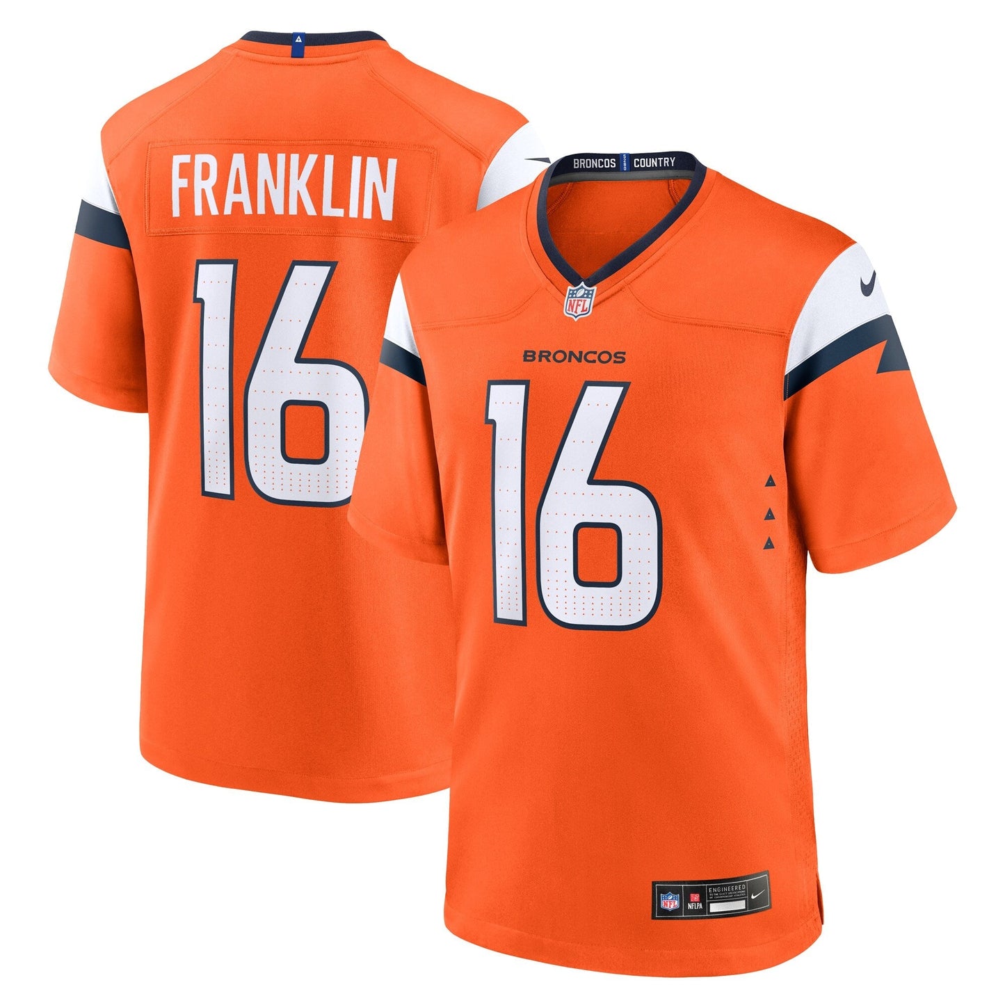 Troy Franklin Denver Broncos Nike Team Game Jersey - Orange