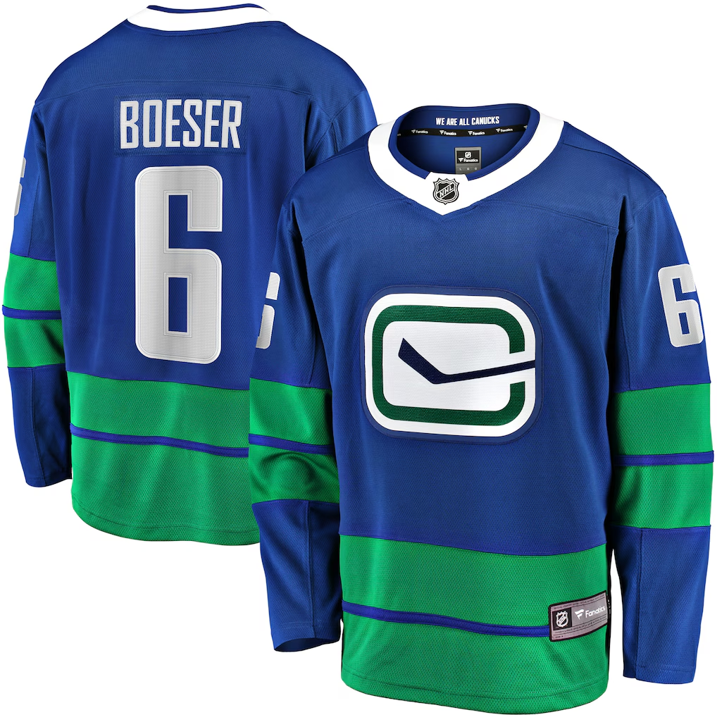 Men's Vancouver Canucks Brock Boeser #6 Blue Breakaway Jersey